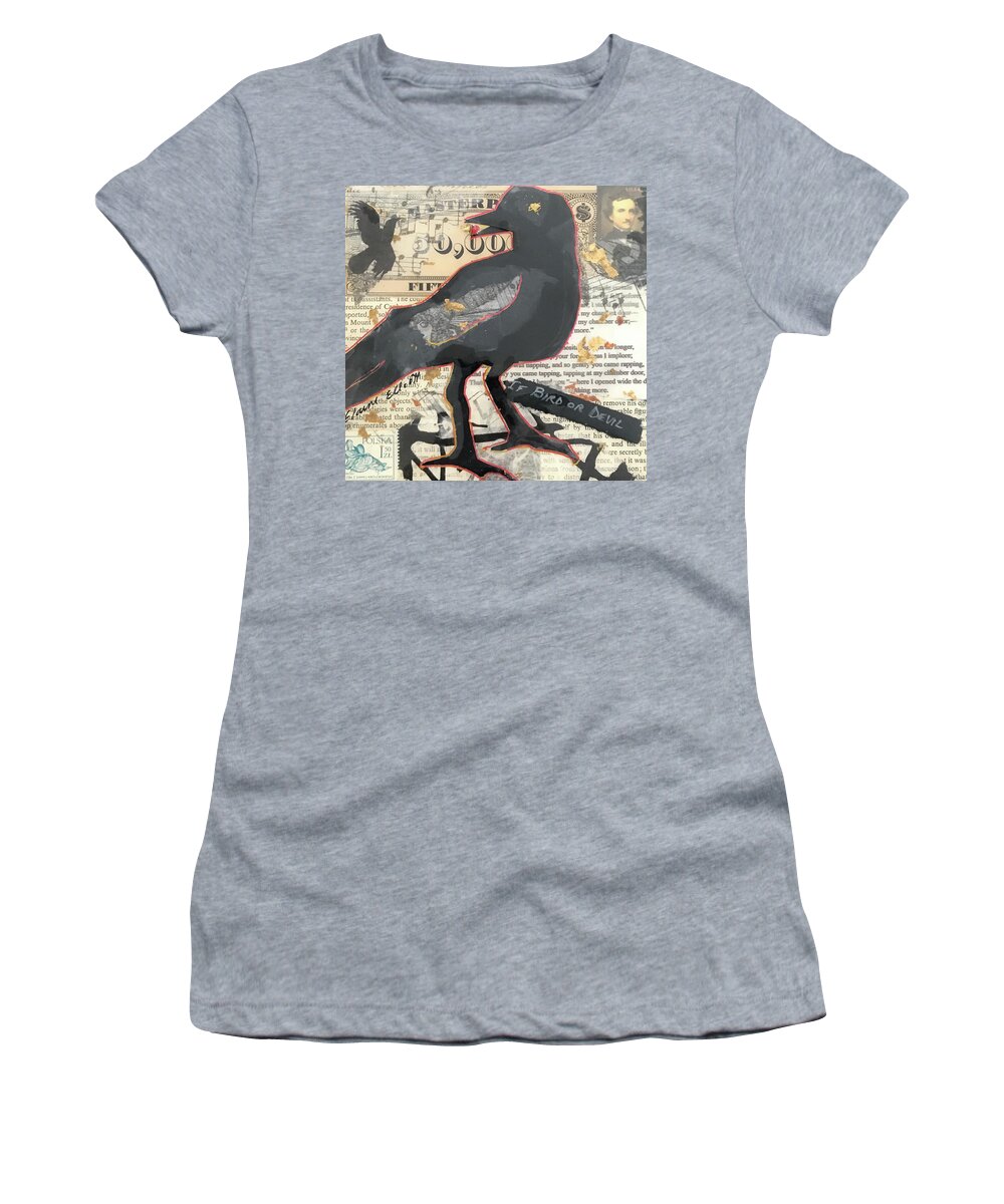Poe Women's T-Shirt featuring the painting Nevermore by Elaine Elliott