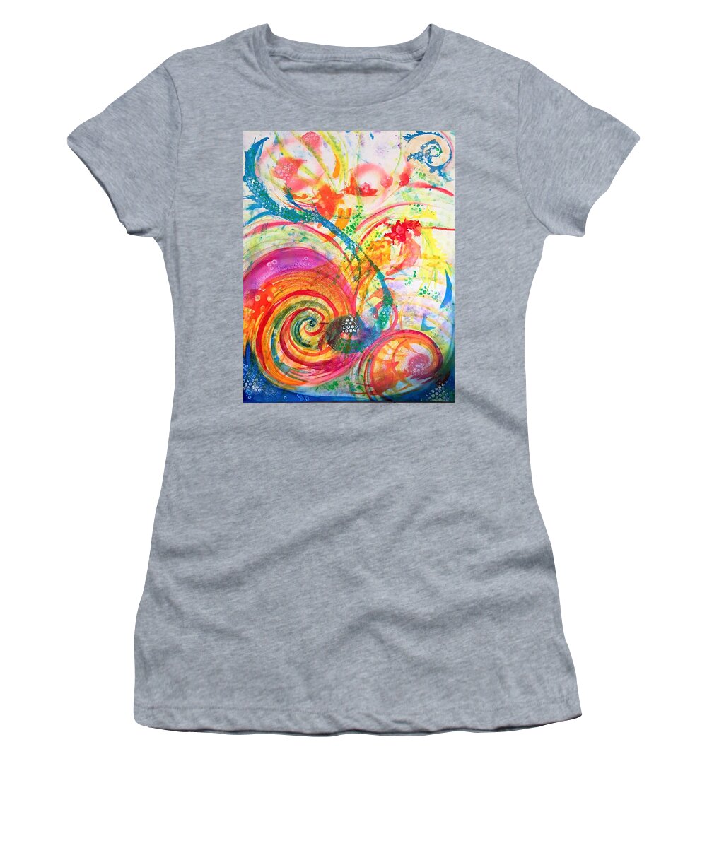 Rainbow Women's T-Shirt featuring the painting New Universe by Deb Brown Maher