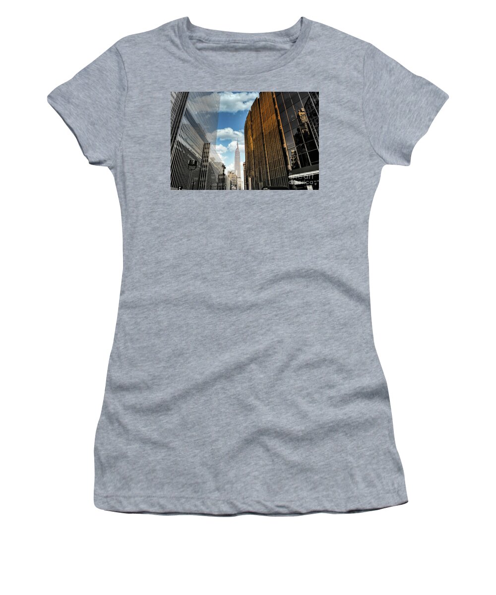 City Women's T-Shirt featuring the photograph New York City Buildings by Elaine Manley