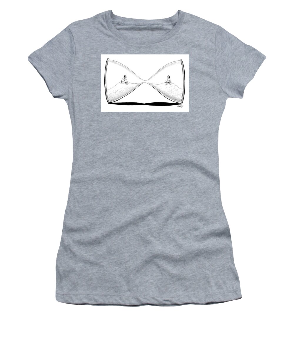 Hourglass Women's T-Shirt featuring the drawing New Yorker March 13, 2023 by Benjamin Schwartz