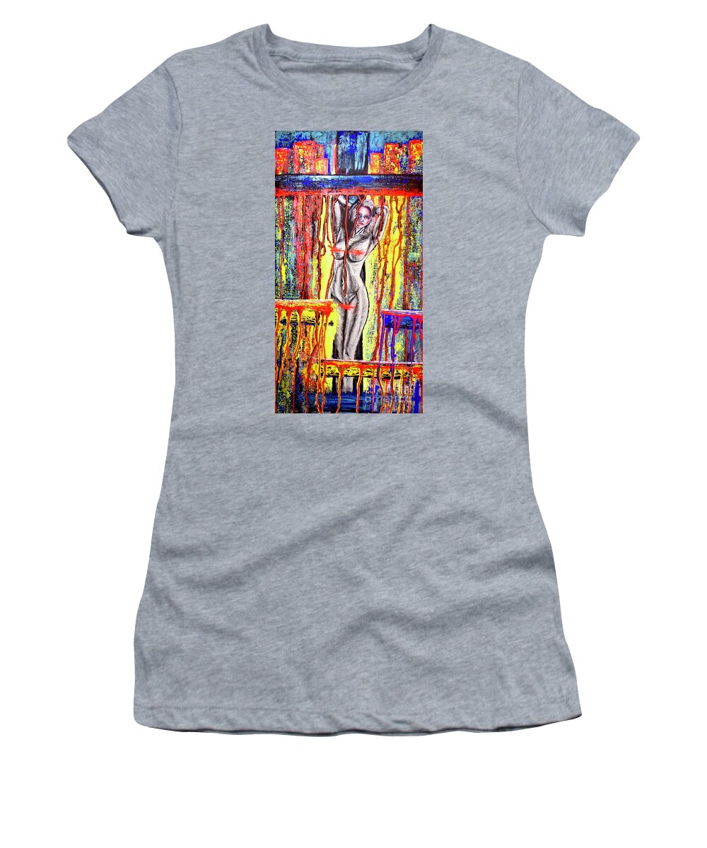 Emoutional Women's T-Shirt featuring the painting No Name /crusifiction Maybe/ by Viktor Lazarev