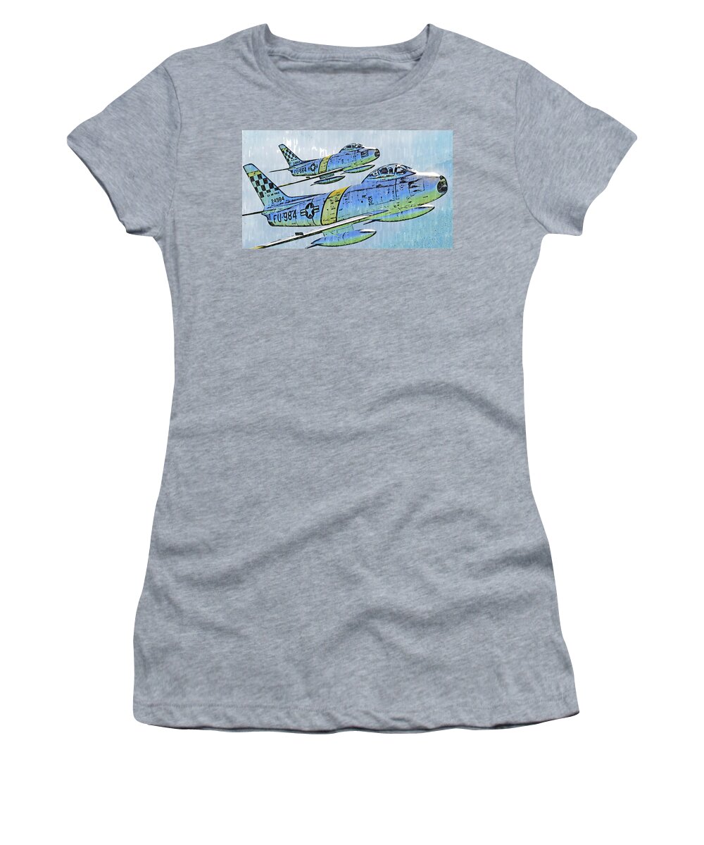 F86 Women's T-Shirt featuring the painting North American F-86 Sabre - 01 by AM FineArtPrints