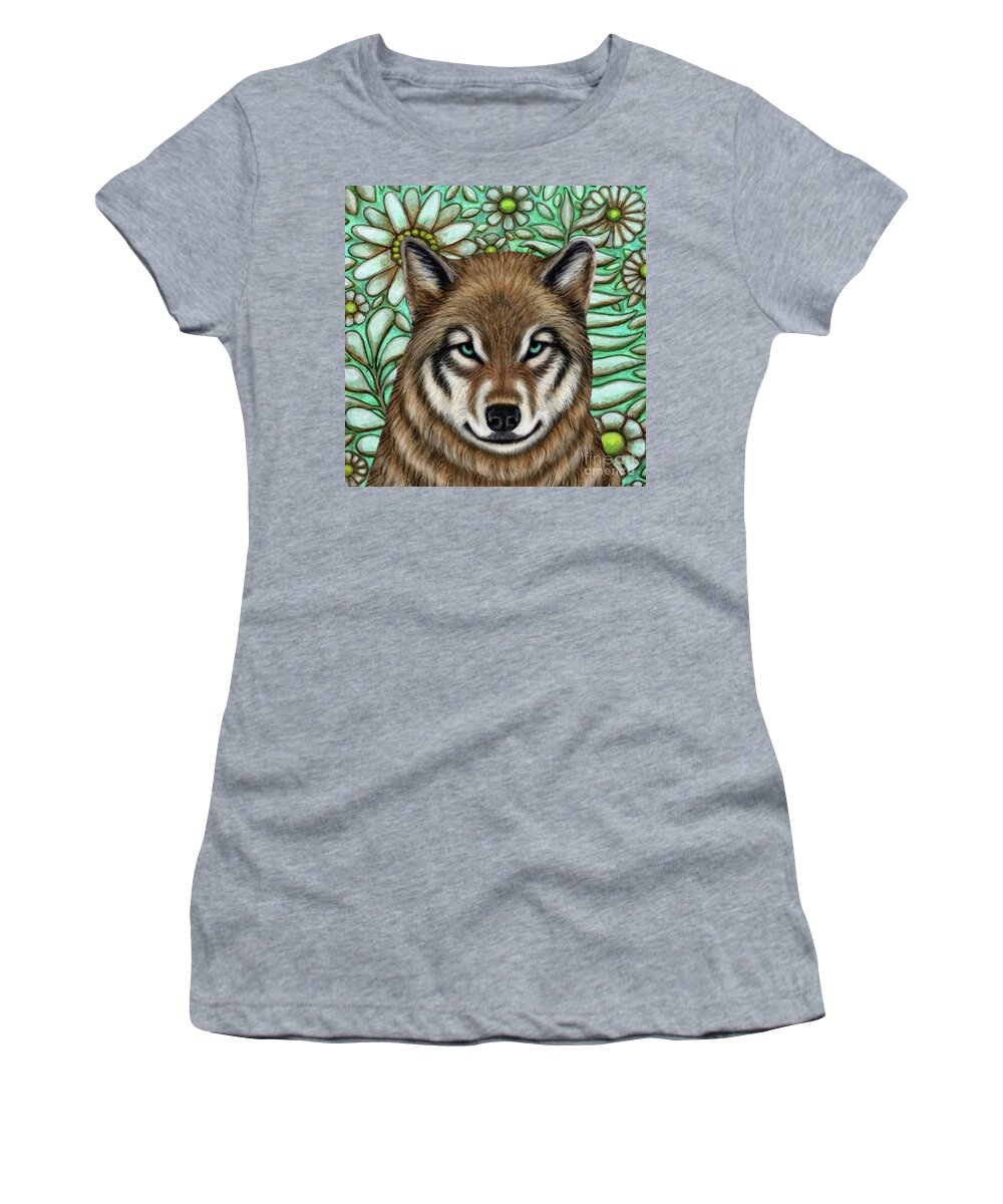 Wolf Women's T-Shirt featuring the painting North American Wolf Tapestry by Amy E Fraser