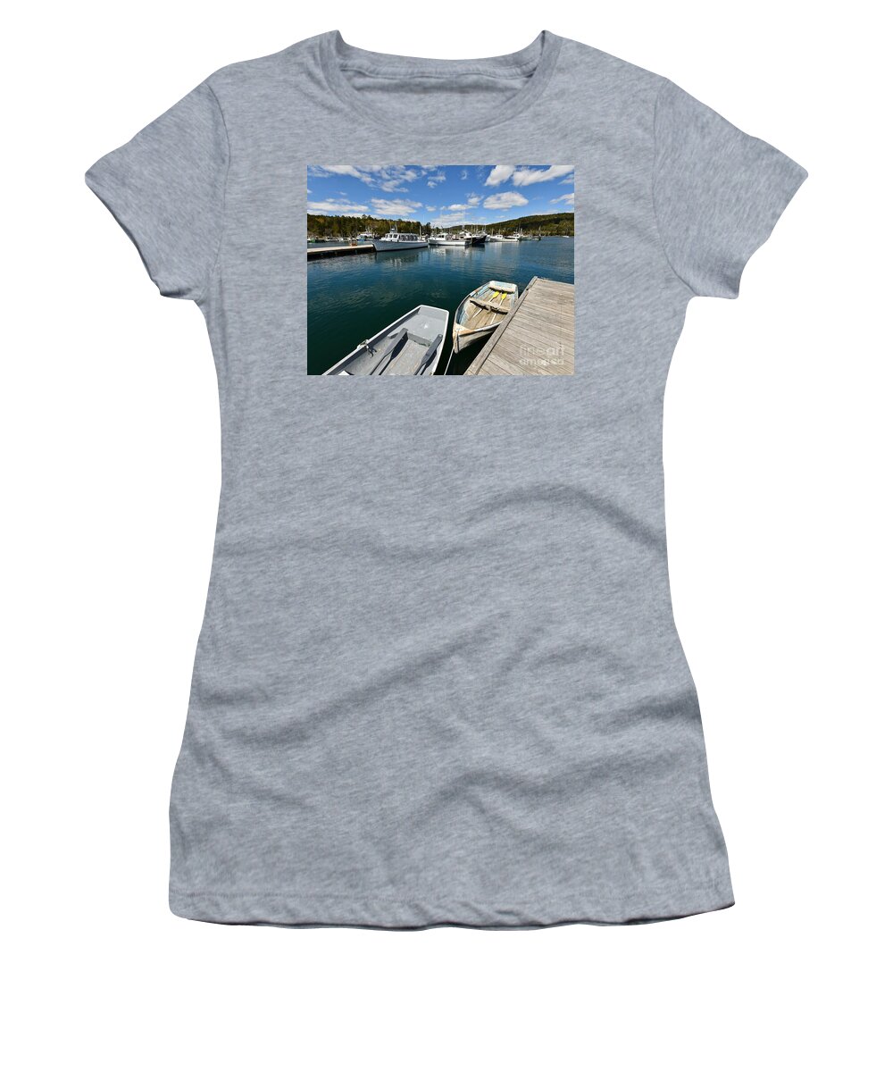 Skiffs Women's T-Shirt featuring the photograph Northeast Harbor by Steve Brown