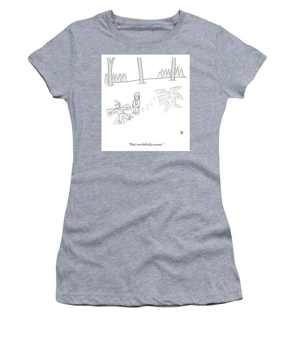 that's Not Biblically Accurate. Women's T-Shirt featuring the drawing Not Biblically Accurate by Paul Noth