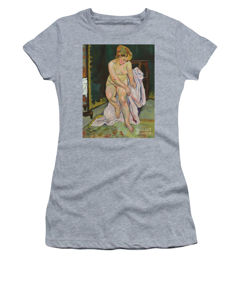 Suzanne Valadon Women's T-Shirt featuring the painting Nu a la draperie, 1921 by Suzanne Valadon