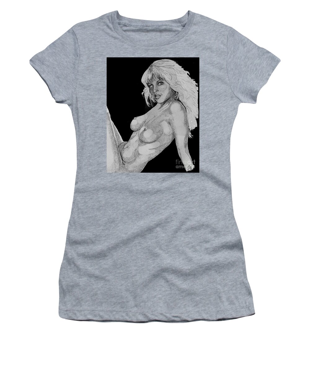 Pen Women's T-Shirt featuring the drawing Nude by Bill Richards
