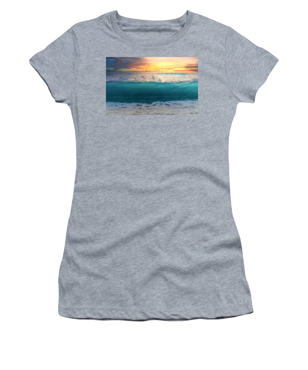 Ocean Women's T-Shirt featuring the photograph Ocean Beach Sunset Photo 193 by Lucie Dumas