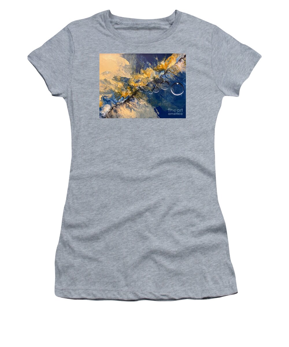 Acrylic Pour Painting Women's T-Shirt featuring the painting Ocean Drop by Sonya Walker