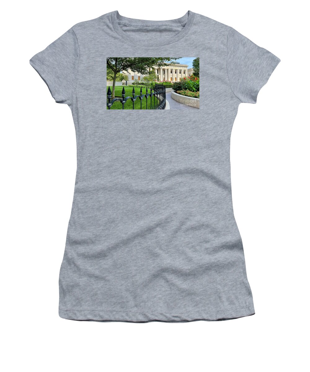 State House Women's T-Shirt featuring the photograph Ohio State House E State Street Entrance Columbus Ohio 2469 by Jack Schultz