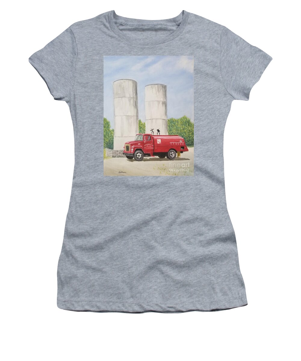 Mount Pleasant Women's T-Shirt featuring the painting Oil Truck by Stacy C Bottoms