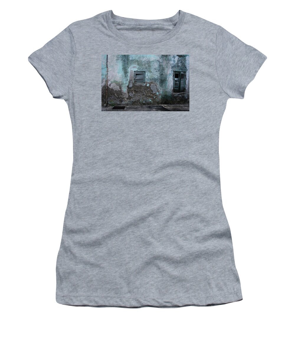 Background Women's T-Shirt featuring the photograph Old Blue House Facade by Martin Vorel Minimalist Photography