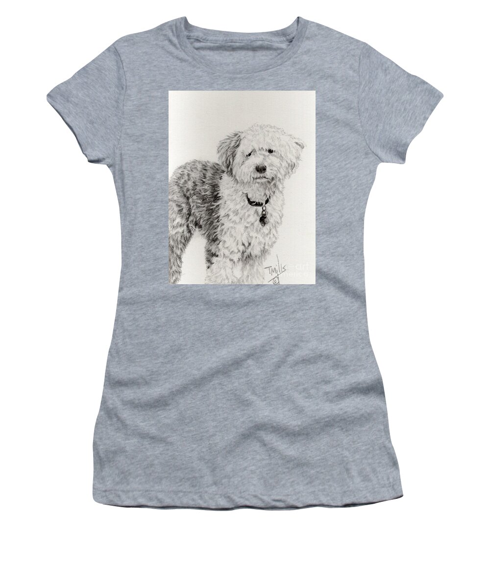 Dog Women's T-Shirt featuring the drawing Old English Sheepdog 1 by Terri Mills