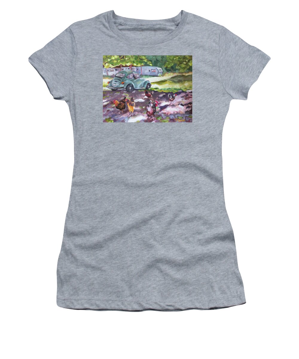 Vw Women's T-Shirt featuring the painting Old Ladies by Tara D Kemp