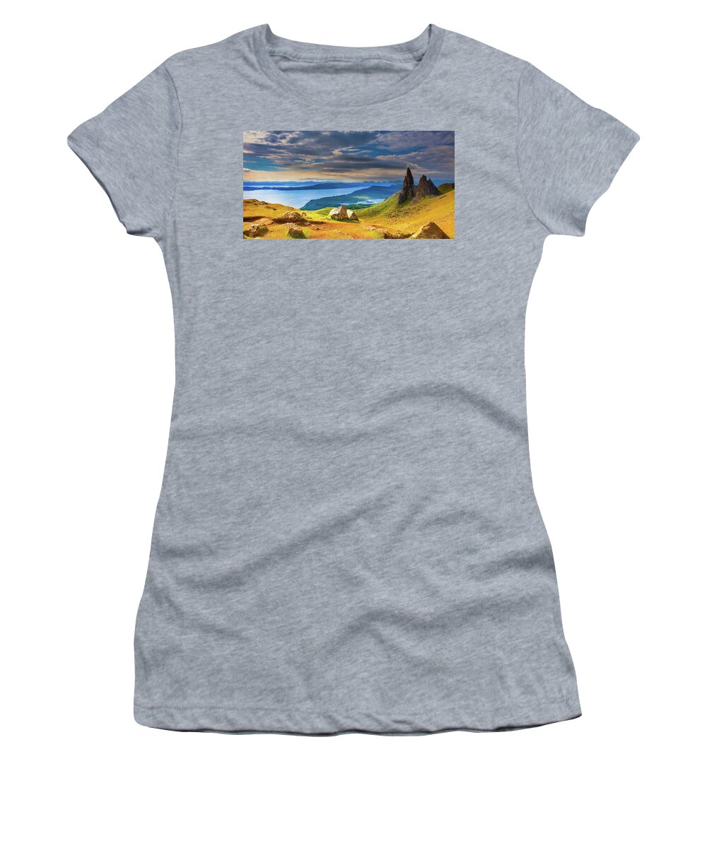 The Isle Of Skye The Isle Of Skye Women's T-Shirt featuring the digital art Old Man of Storr by Remigiusz MARCZAK