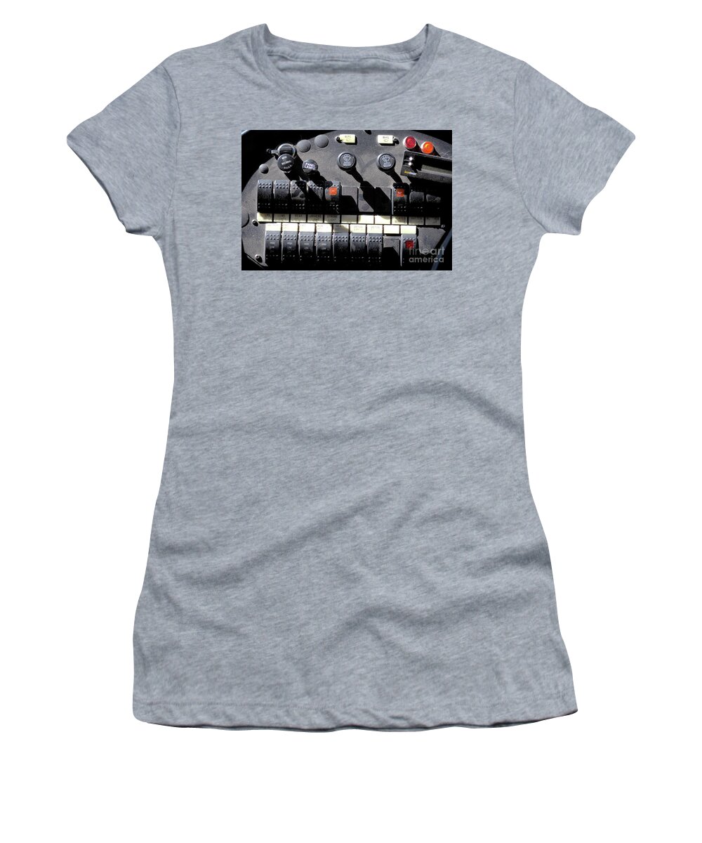 Contols Women's T-Shirt featuring the photograph Old School Bus Controls by Kae Cheatham