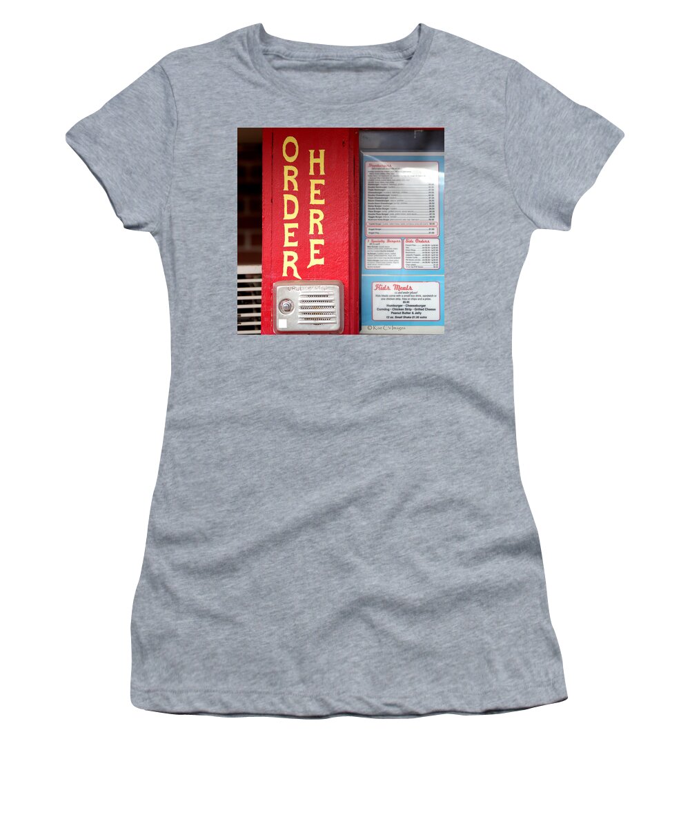 Sign Women's T-Shirt featuring the photograph Old-style Diner Outdoor Ordering by Kae Cheatham