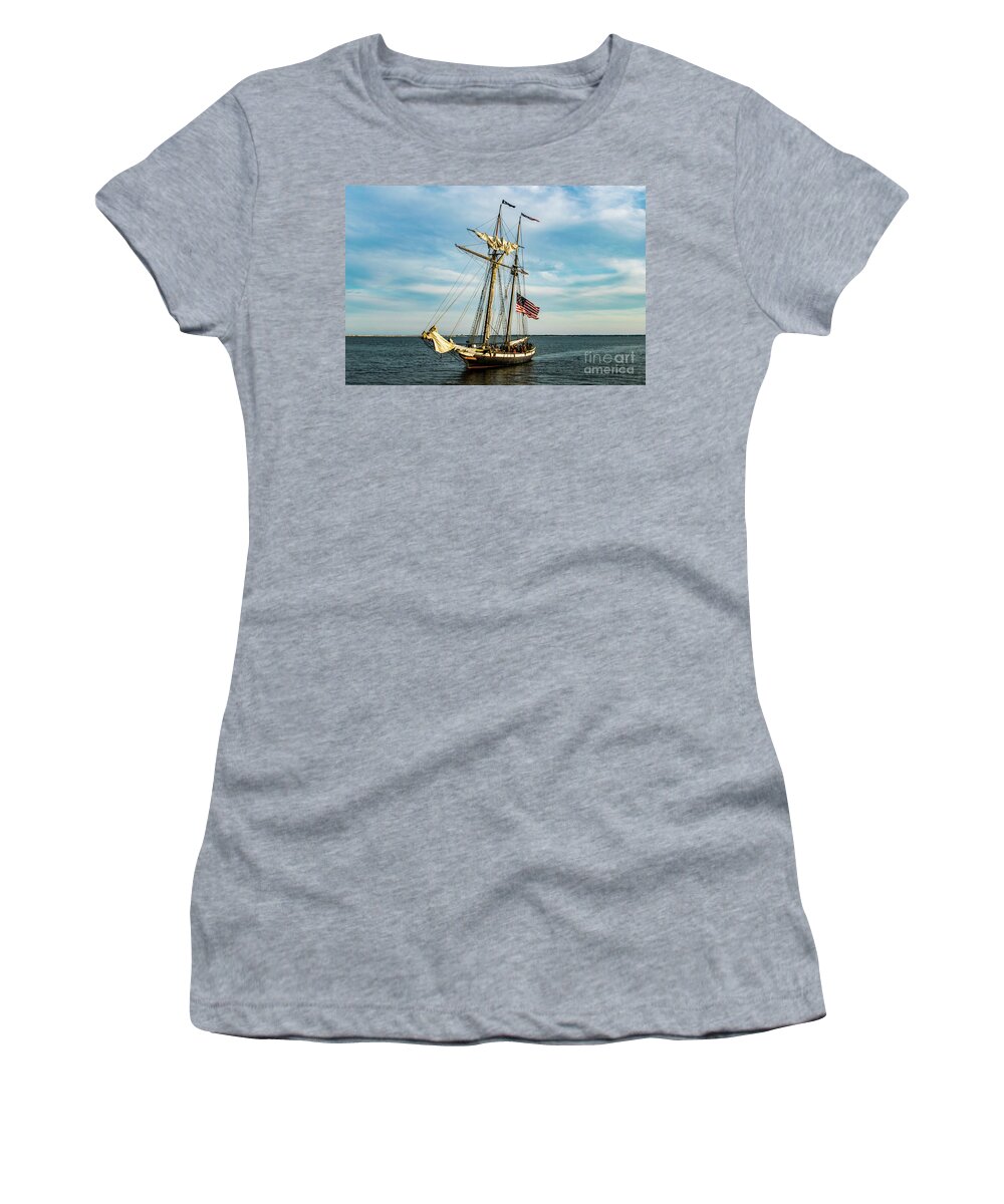 Old Women's T-Shirt featuring the photograph Old Tall Ship in Pensacola Bay by Beachtown Views
