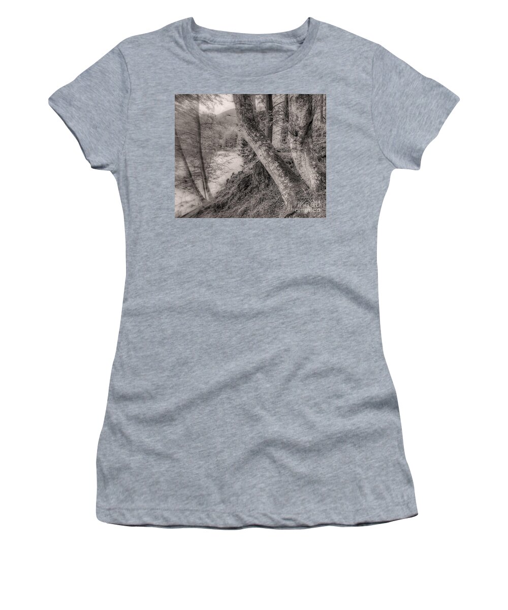 Black And White Women's T-Shirt featuring the photograph On Alder Pond by William Wyckoff