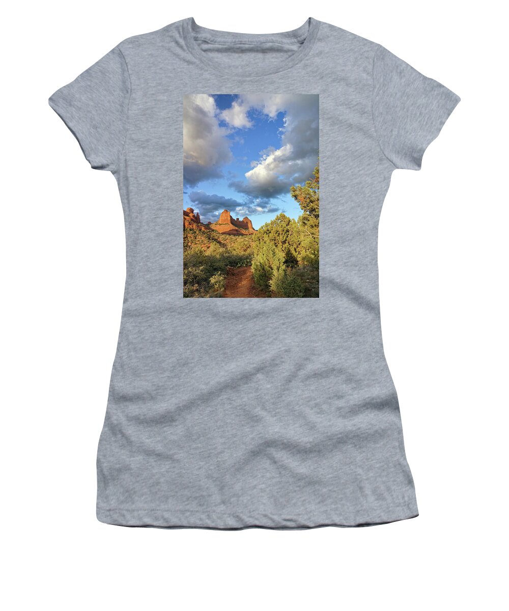 Sedona Women's T-Shirt featuring the photograph On the Trail by Leda Robertson