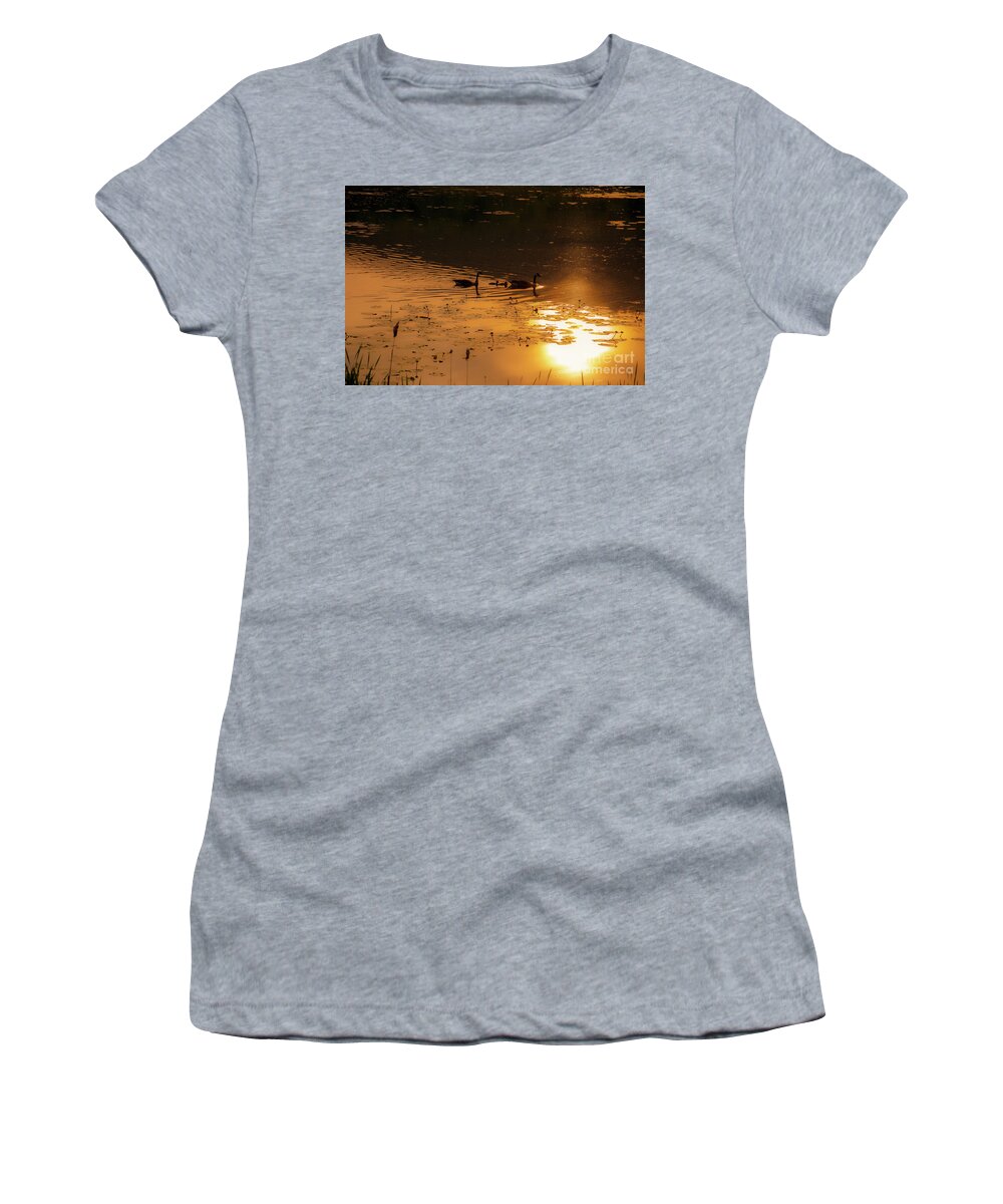 Canadian Geese Women's T-Shirt featuring the photograph Ripples and Reflections by JCV Freelance Photography LLC
