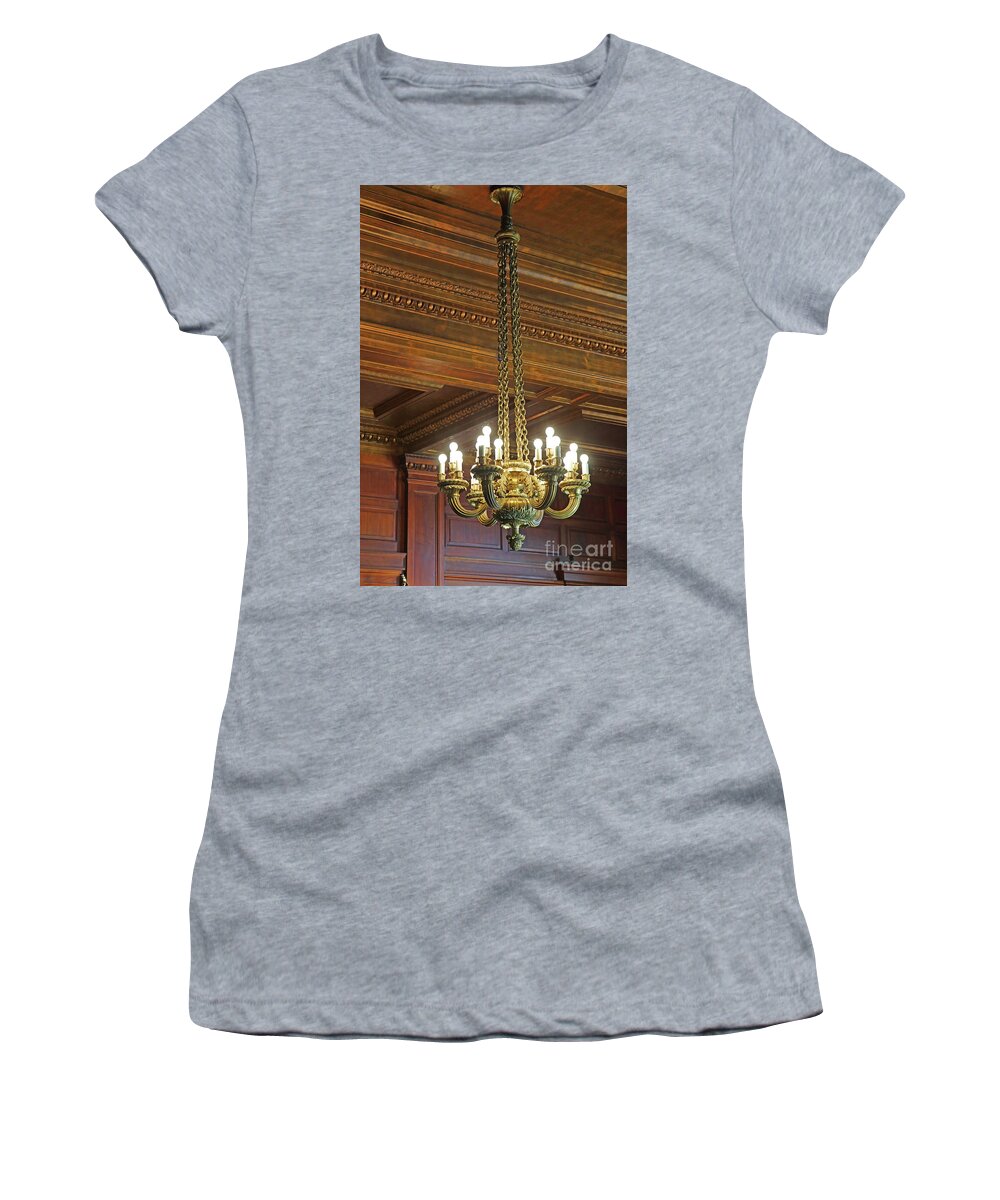 Chandelier Women's T-Shirt featuring the photograph One Ton Chandelier in Kentucky Supreme Court 9753 by Jack Schultz