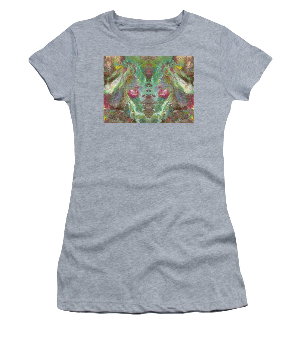 Fluid Art Women's T-Shirt featuring the painting One Vision by Tessa Evette