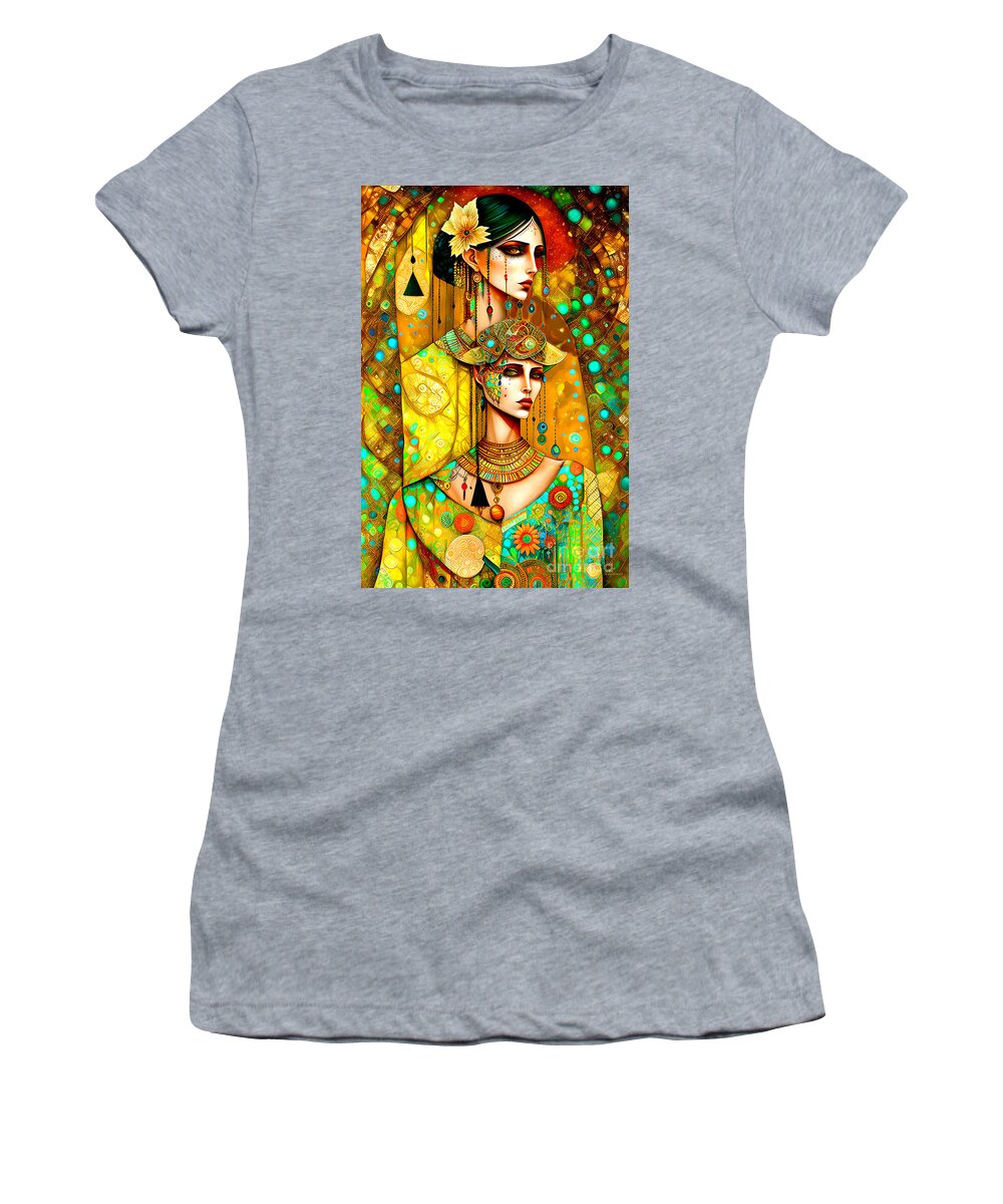Wingsdomain Women's T-Shirt featuring the mixed media Opulent Women Study 1 20230122i3 by Wingsdomain Art and Photography
