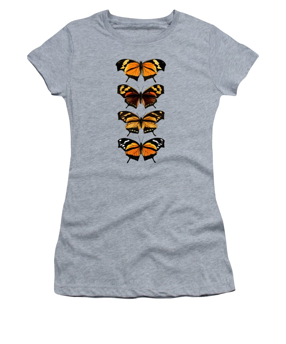 Monarch Butterfly Women's T-Shirt featuring the digital art Orange Butterfly Chart by Madame Memento