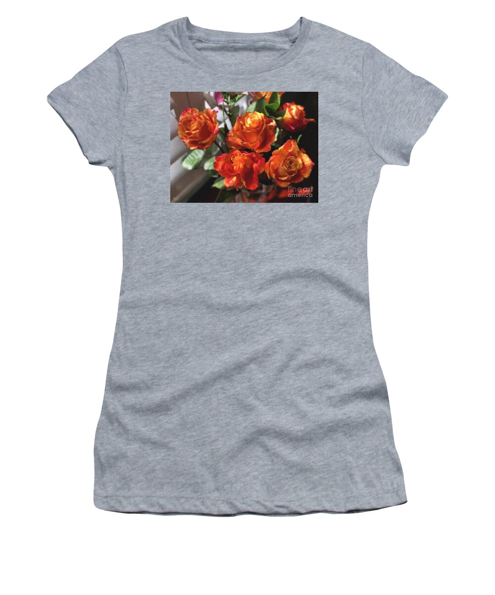 Flowers Women's T-Shirt featuring the photograph Orange Roses Too by Brian Watt