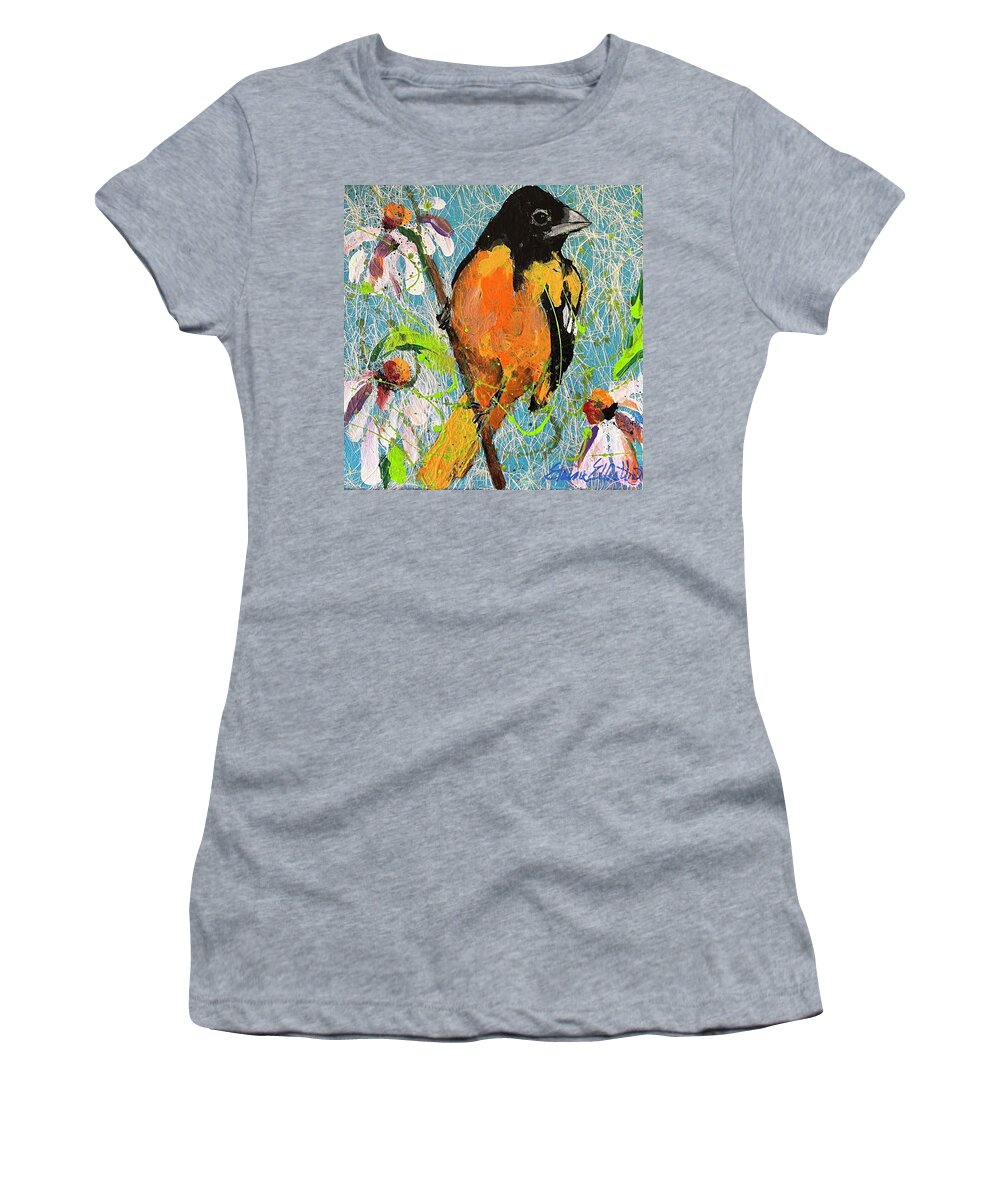 Birds Women's T-Shirt featuring the painting Oriole by Elaine Elliott