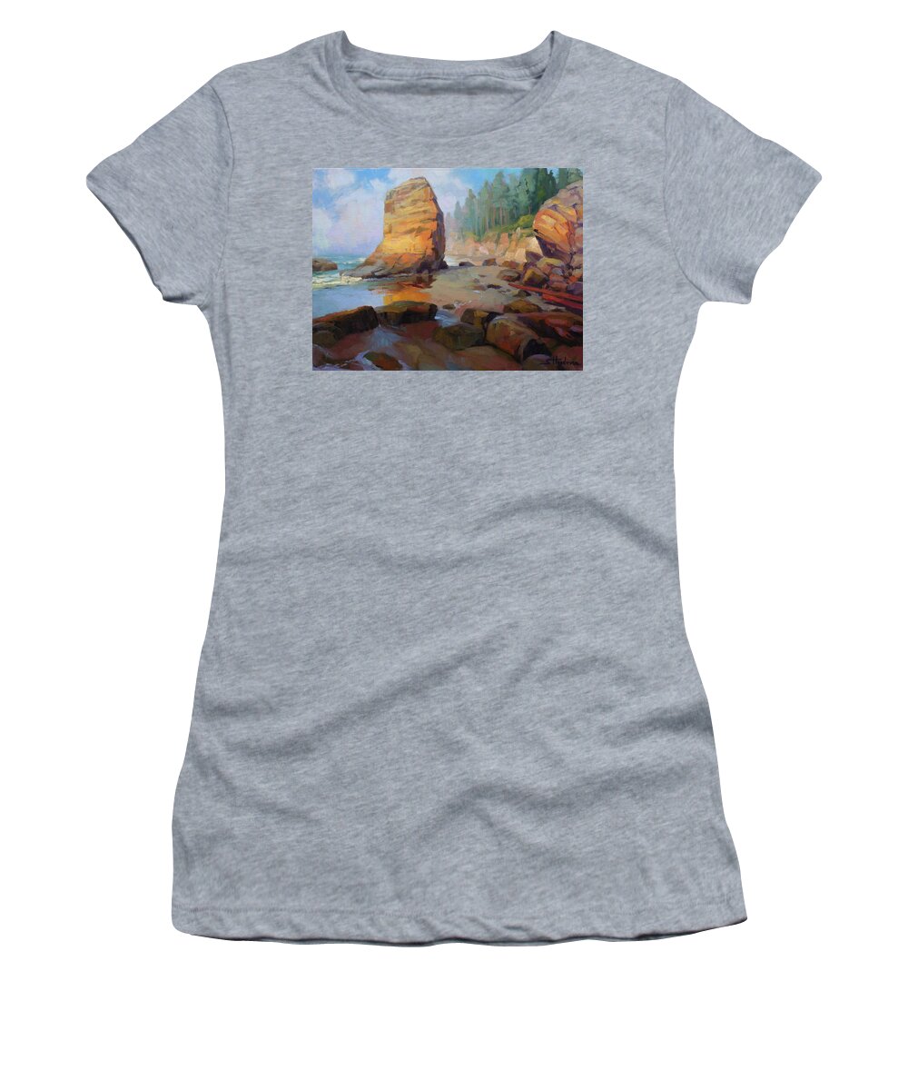 Coast Women's T-Shirt featuring the painting Otter Rock Beach by Steve Henderson