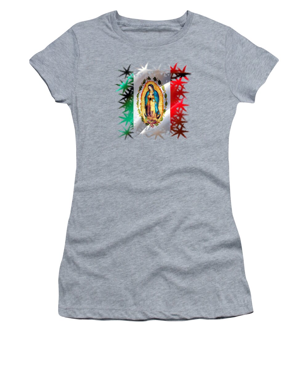 Mexico Women's T-Shirt featuring the mixed media Our Lady Virgin Mary of Guadalupe Mexico by Guadalupe