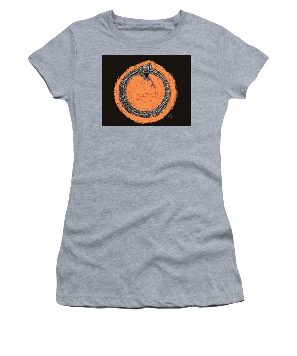 Ouroboros Women's T-Shirt featuring the drawing Ouroboros by Branwen Drew