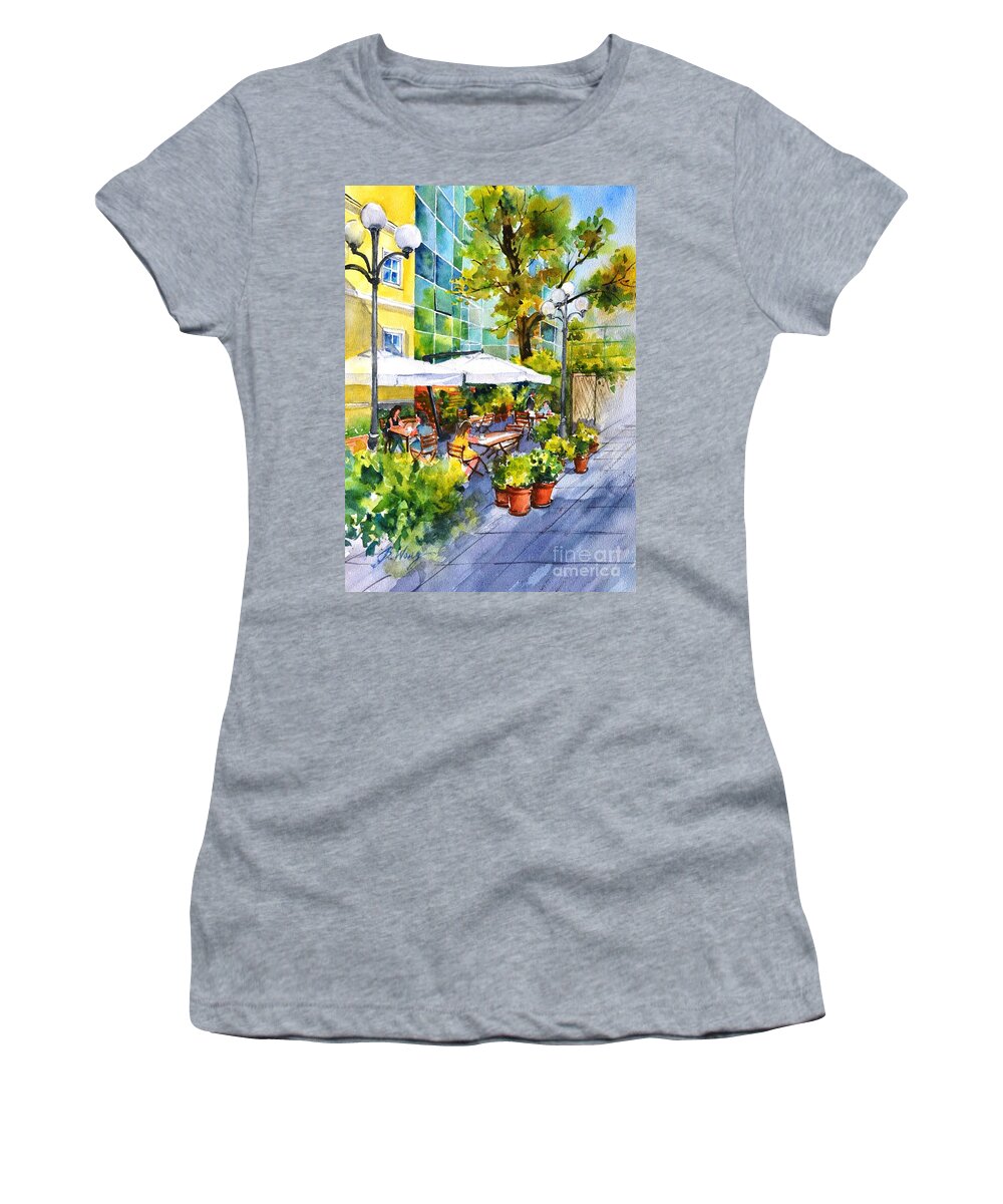 Coffee Women's T-Shirt featuring the painting Outdoor Cafe #5 by Betty M M Wong
