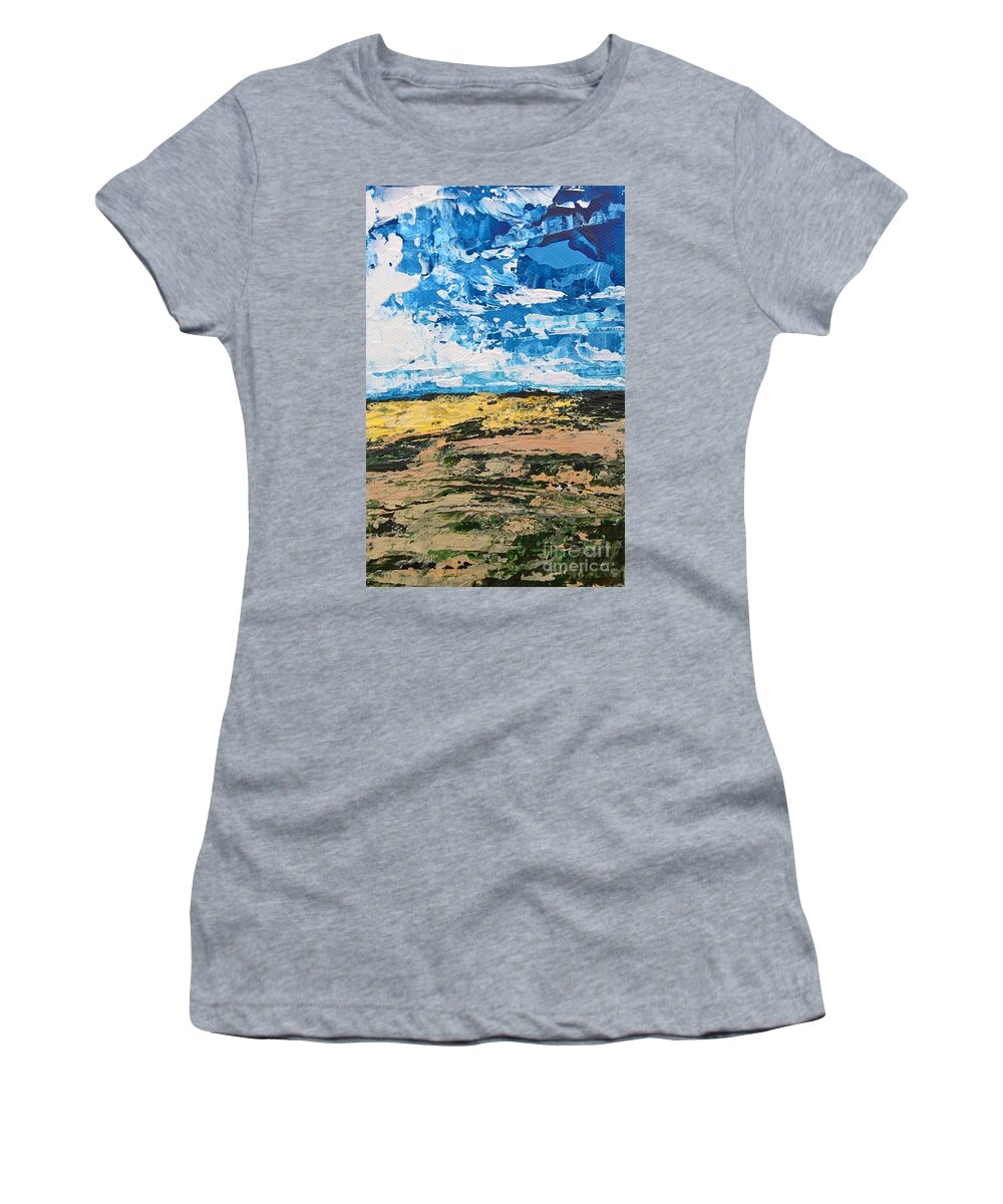 Original Acrylic Painting Women's T-Shirt featuring the painting Oval Beach Dunes by Lisa Dionne