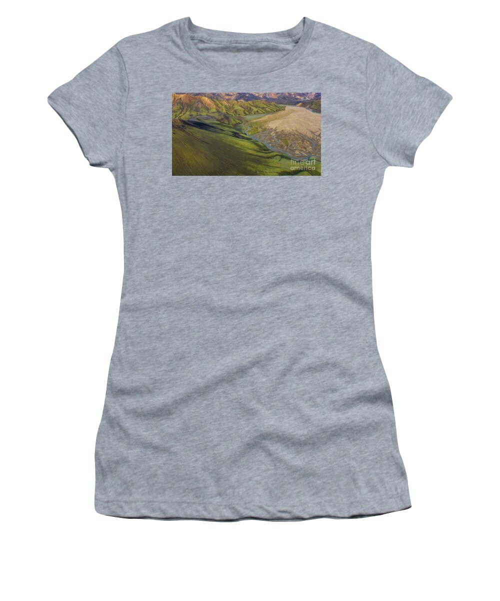 Iceland Women's T-Shirt featuring the photograph Over Iceland Slopes of the Rhyolite Highlands by Mike Reid