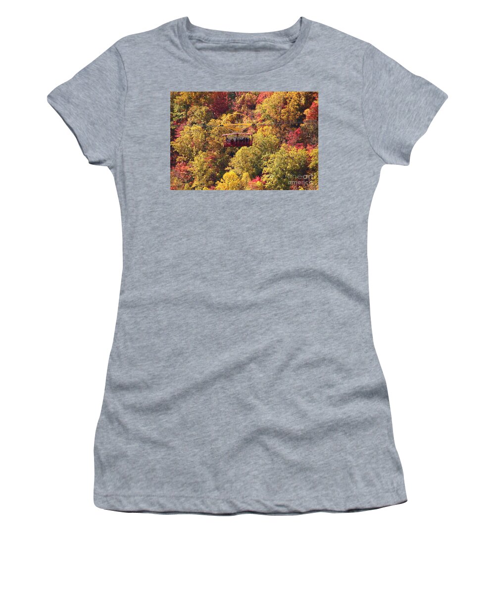Tram Women's T-Shirt featuring the photograph Over the Niagara Gorge in a Spanish Tram by Tony Lee