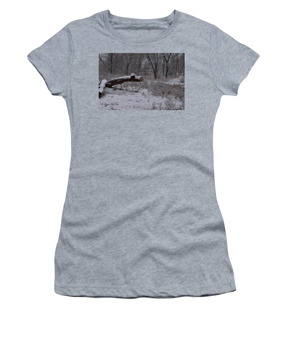 Winter Women's T-Shirt featuring the photograph Ozarks Snow 10 by Lawrence Hess