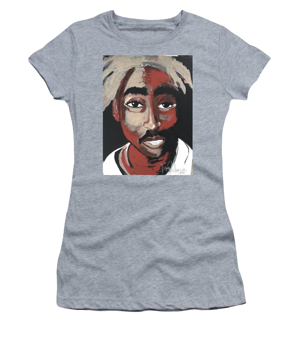  Women's T-Shirt featuring the painting Pac by Angie ONeal