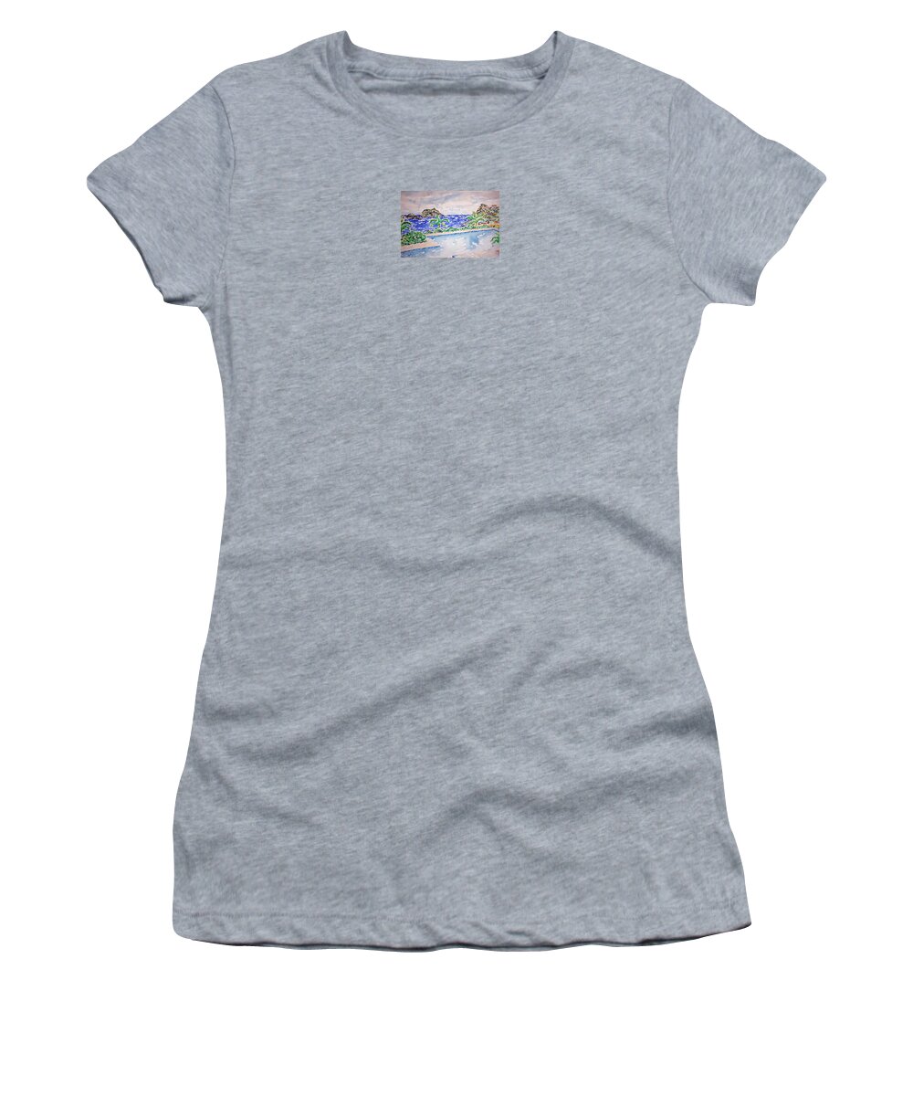 Watercolor Women's T-Shirt featuring the painting Pacific Pool by John Klobucher