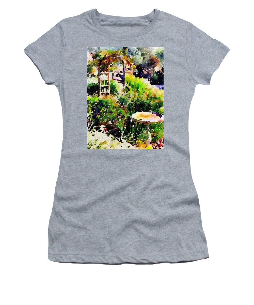 Waterlogue Women's T-Shirt featuring the photograph A Special Garden by Sandra Lee Scott