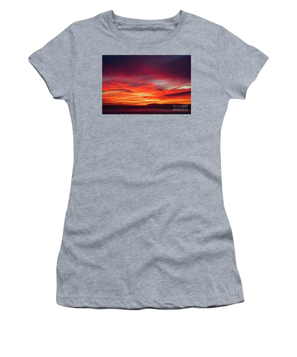 Laguna Beach Women's T-Shirt featuring the photograph Painted Sky sunset over Catalina by Abigail Diane Photography