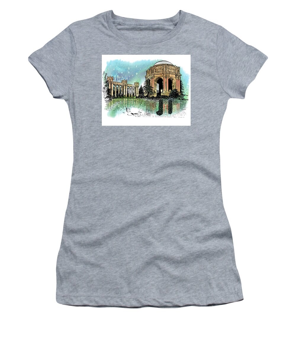 Palace Of Fine Art Women's T-Shirt featuring the drawing Palace Of Fine Art by John Paul Stanley