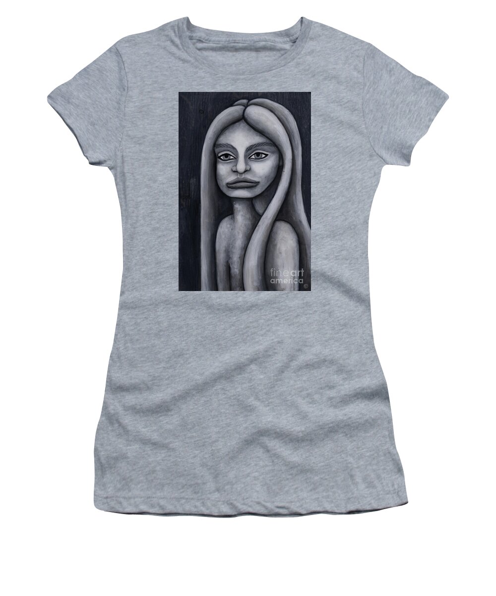Portrait Women's T-Shirt featuring the painting Palmer. Monochromatic Portrait Study. by Amy E Fraser