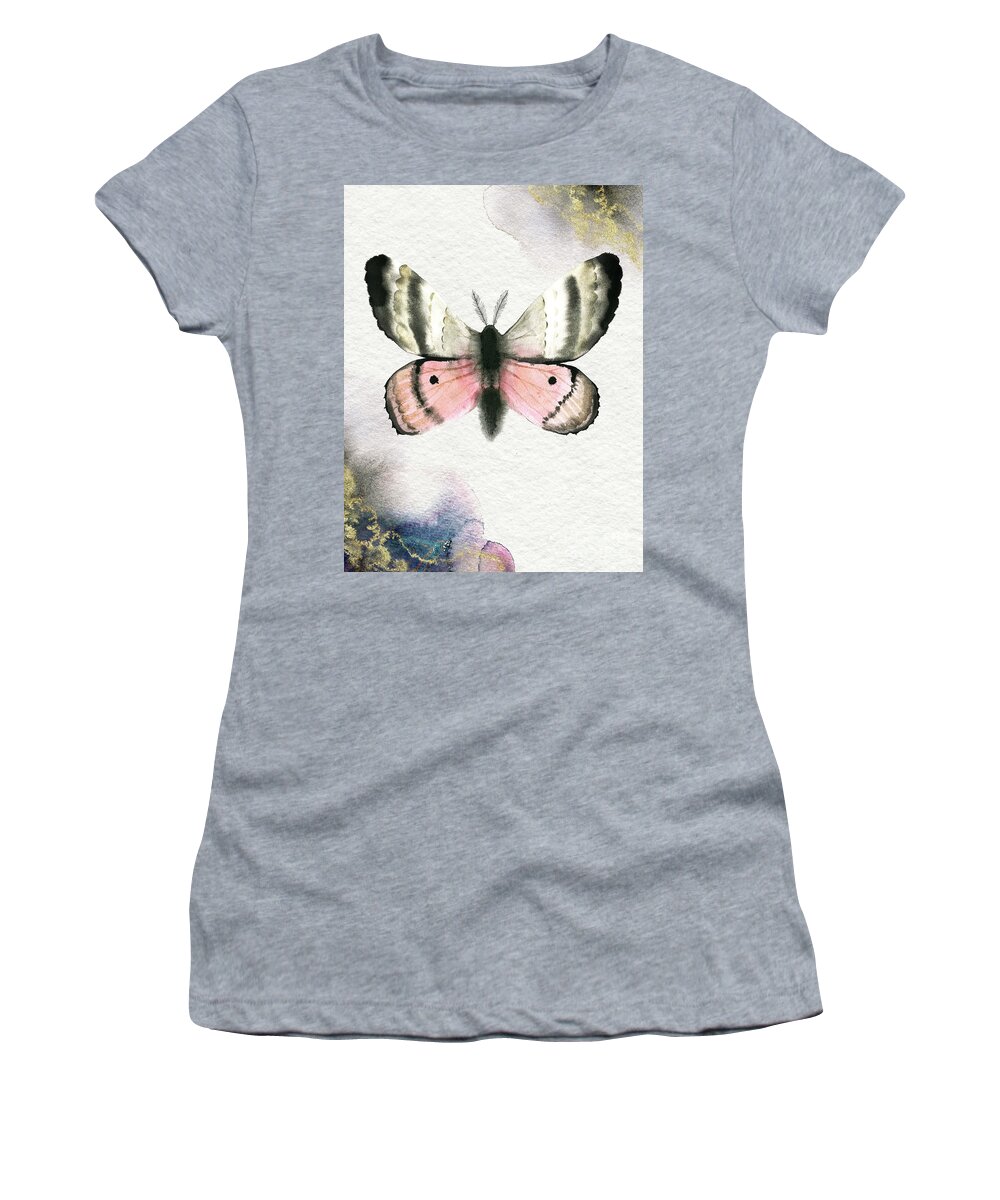 Pandora Moth Women's T-Shirt featuring the painting Pandora Moth by Garden Of Delights