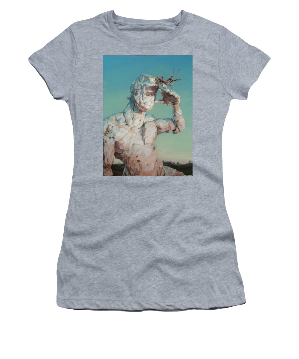 Guy Kinnear Women's T-Shirt featuring the painting Paper Pilgrim by Guy Kinnear