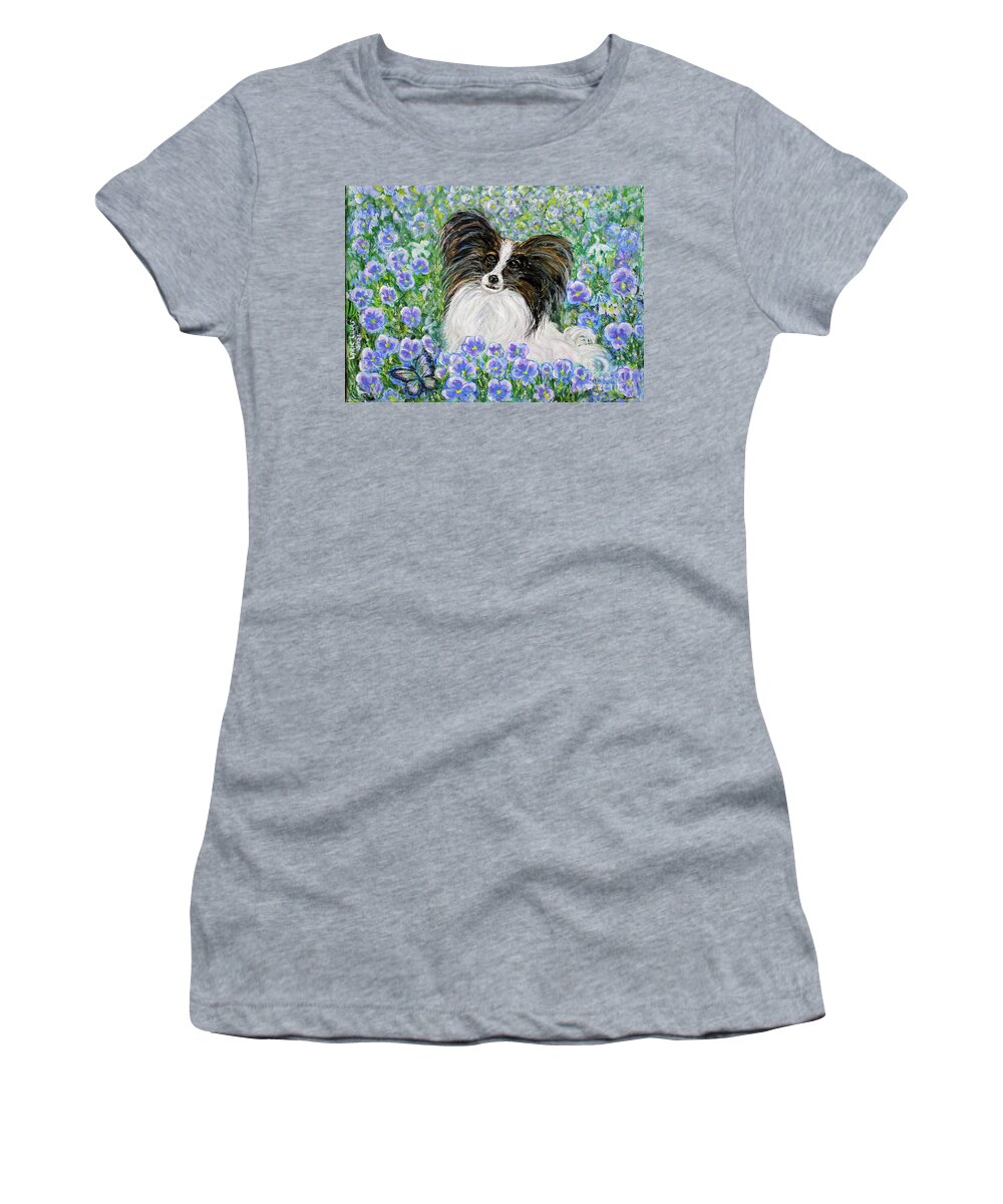 Impressionism Women's T-Shirt featuring the painting Papillon Fantasy by Lyric Lucas