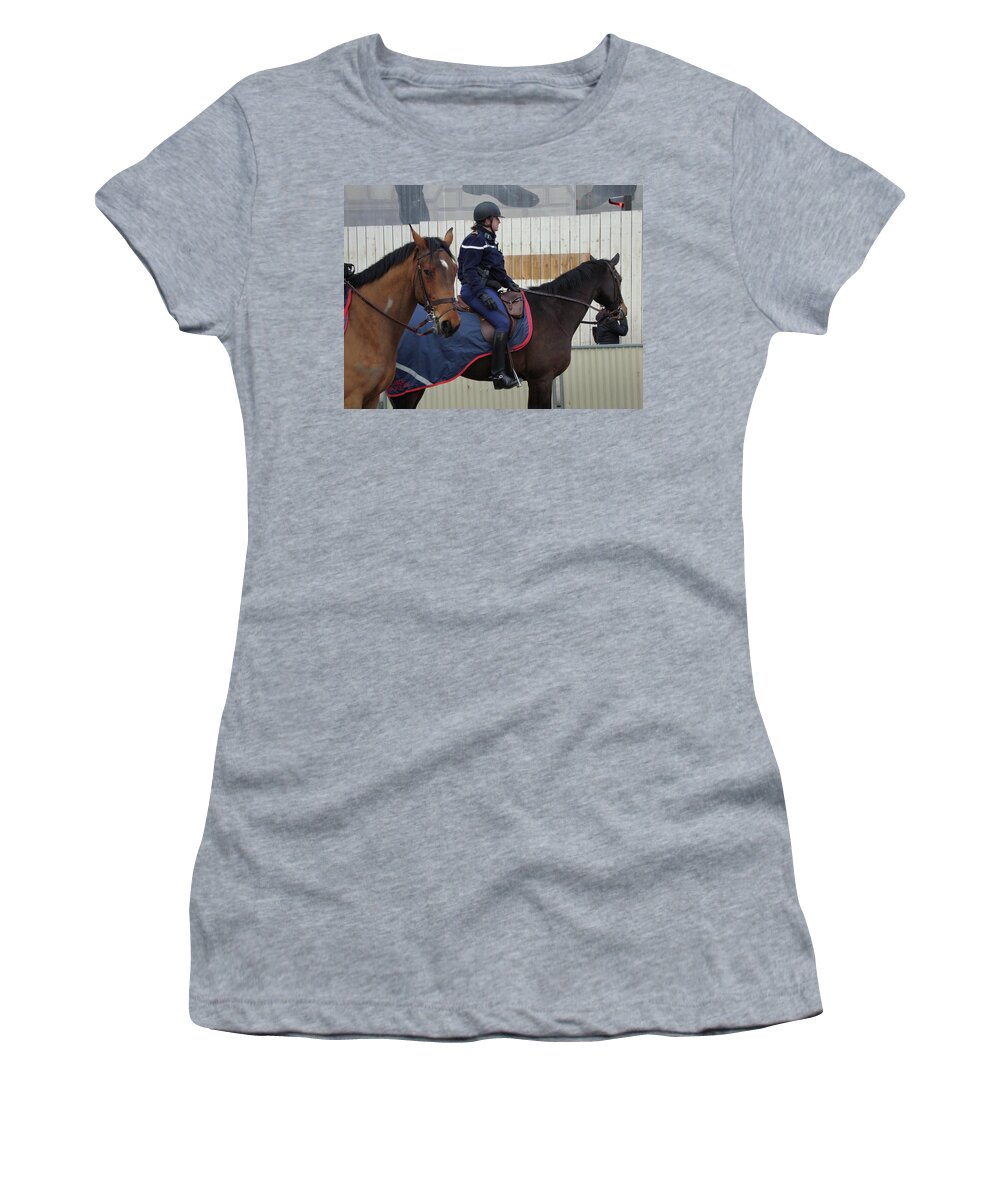 Police Women's T-Shirt featuring the photograph Paris Police by Roxy Rich