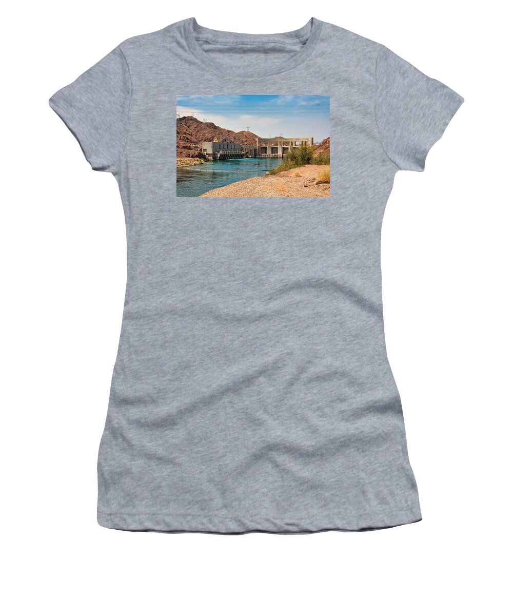 Havasu Women's T-Shirt featuring the photograph Parker Dam on Havasu Lake, Arizona by Tatiana Travelways